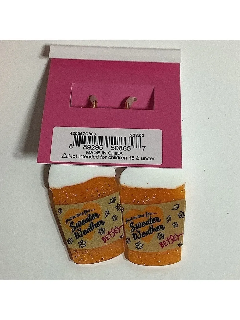 Betsey Johnson Pumpkin Spice Dangle Earrings New